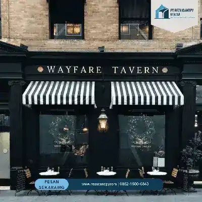 kanopi kain cafe hitam putih