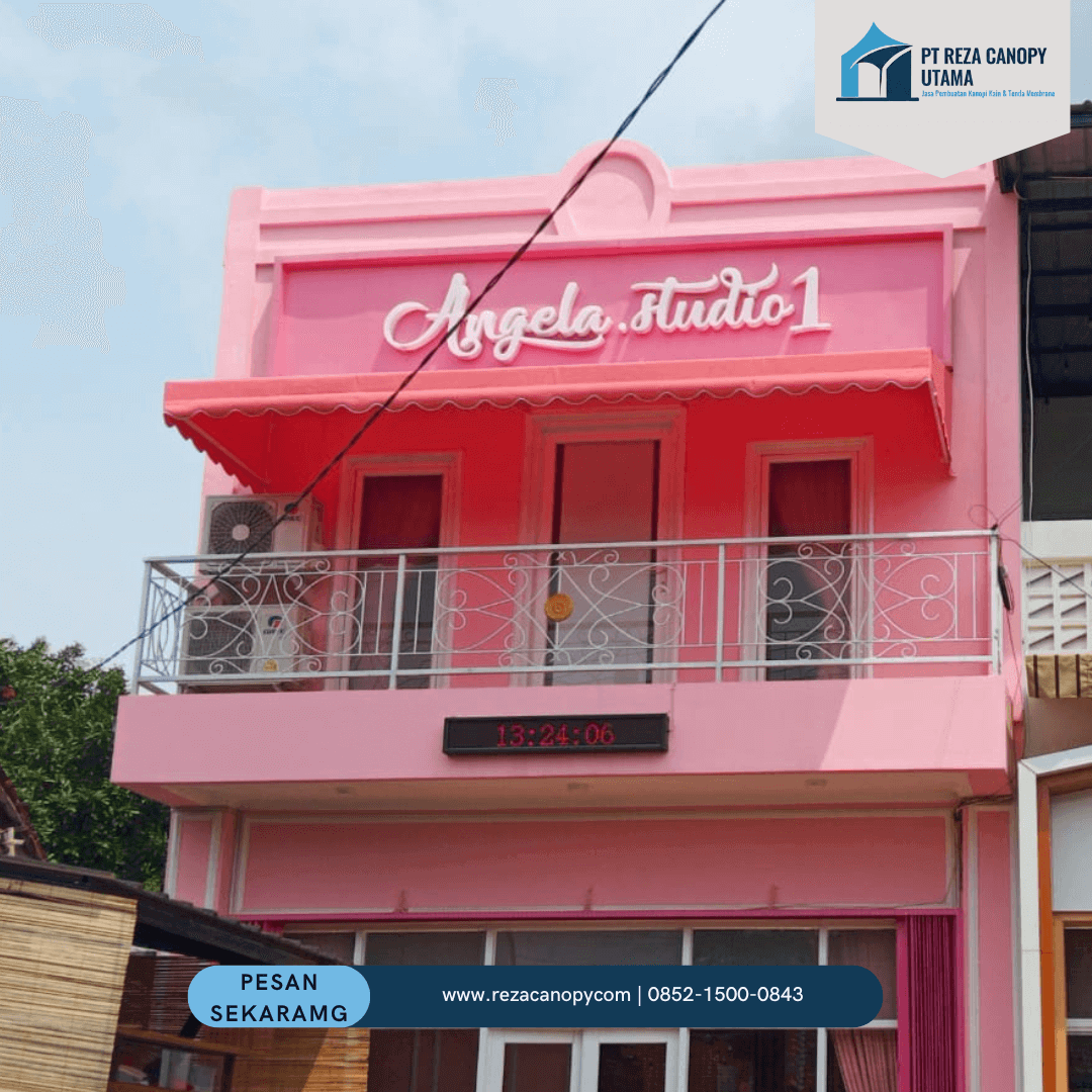 kanopi kain salon warna pink